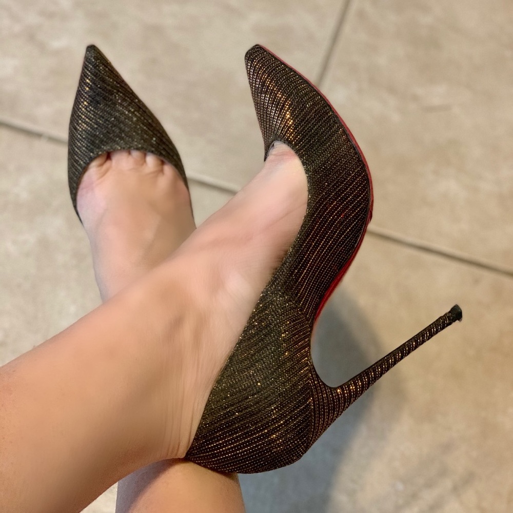 Christian Louboutin So Kate Gold Fabric Pump